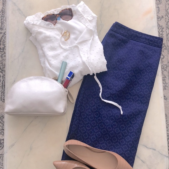 The Limited Royal Blue Jacquard Pencil Skirt Sz 16 - Picture 1 of 5